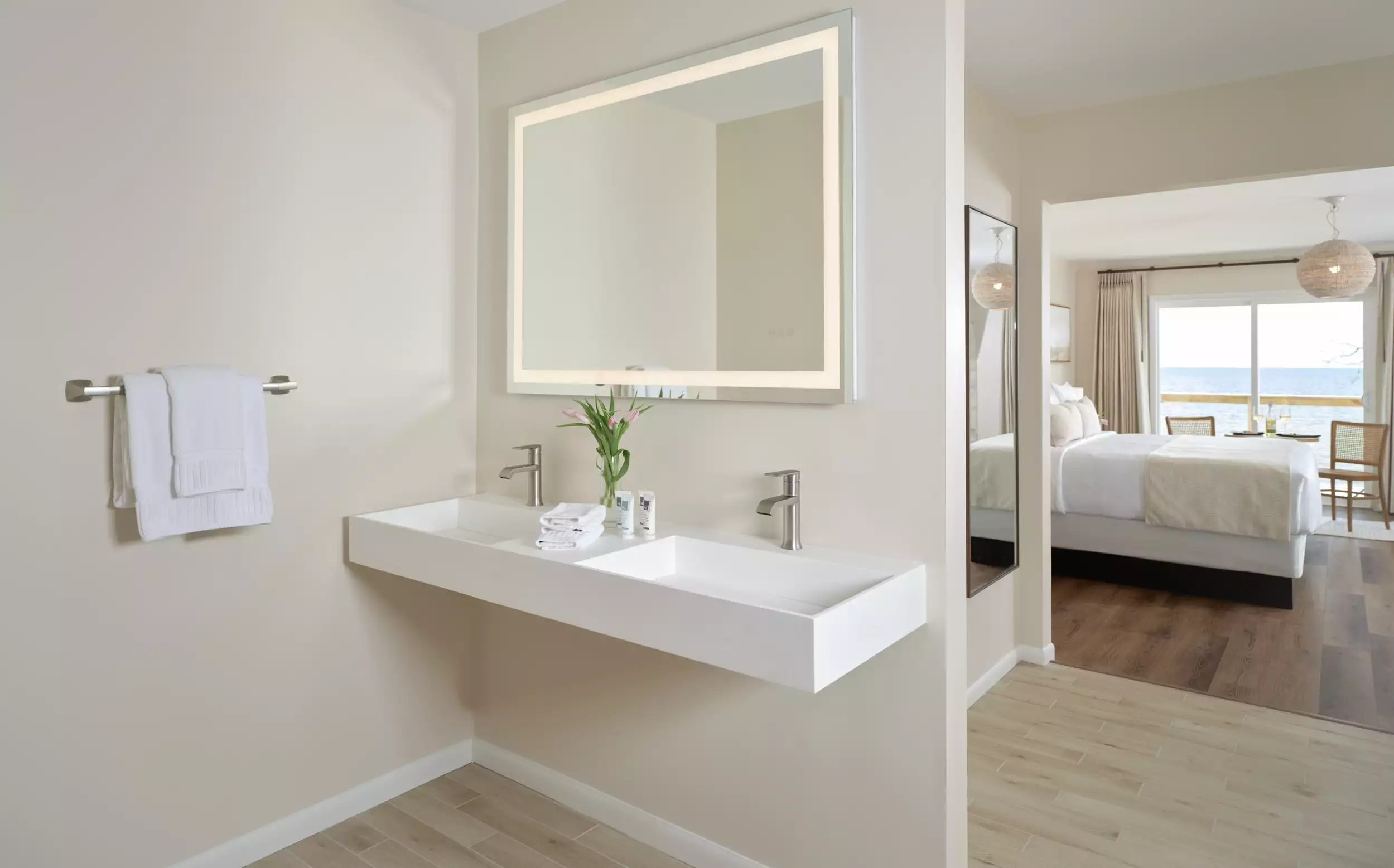 Modern vanity with dual sinks